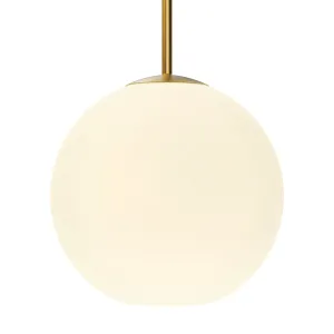 Aria 10" Opal Globe Pendant, Satin Brass