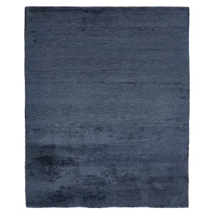 Blue Textured Cashmere and Wool Rug - 8'x 10'