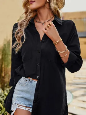 Dropped Shoulder Collared Longline Shirt