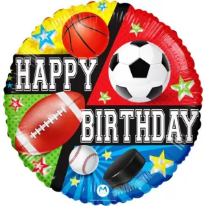 Happy Birthday Sports Mylar Balloon (17" or 30" inch)