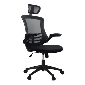 Modern High-Back Mesh Executive Office Chair With Headrest And Flip Up Arms