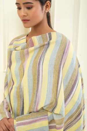 Morning Glory Stripes Ikat Cashmere Shawl