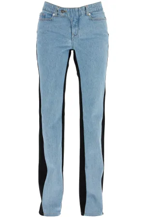 Mugler bicolor straight leg jeans with two