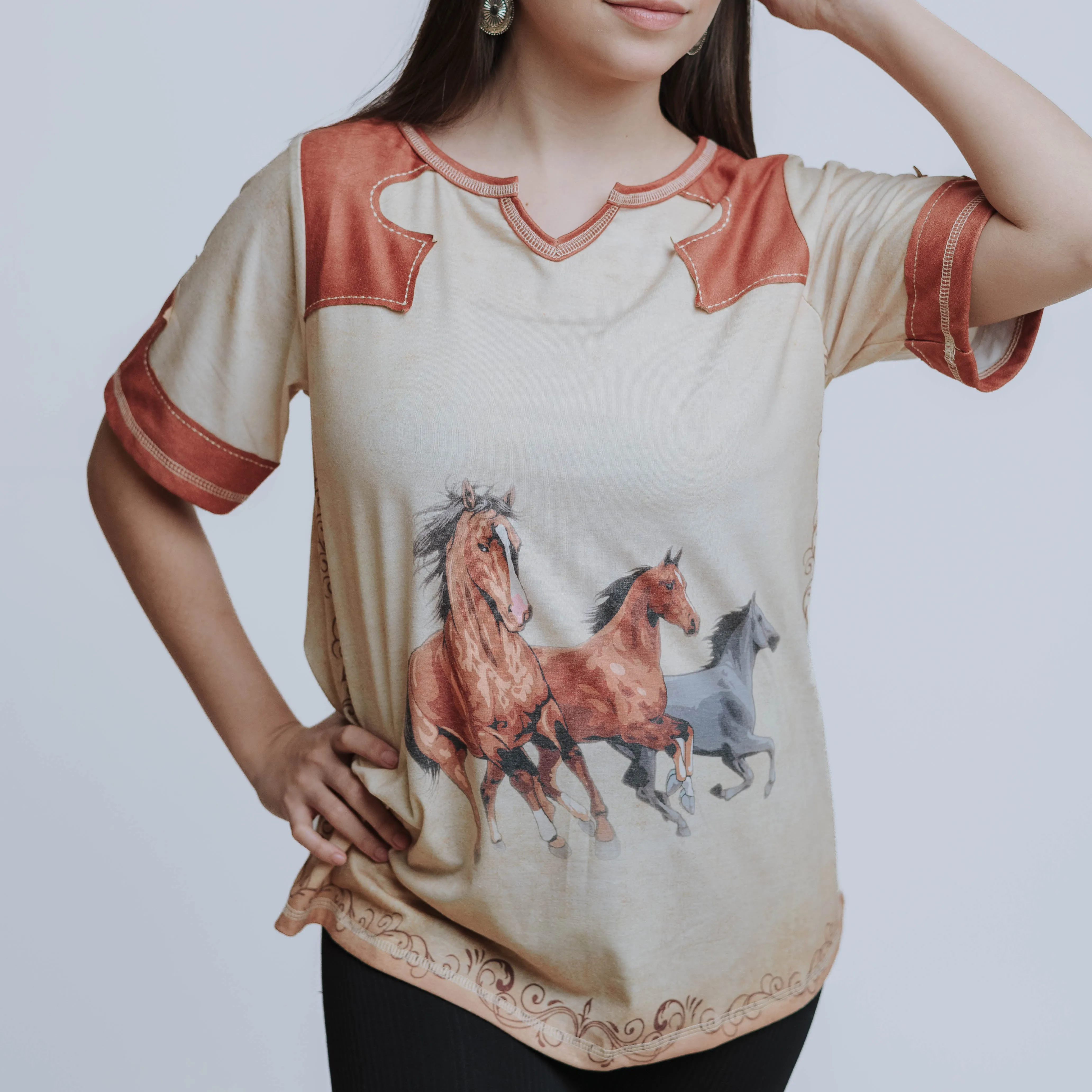 Playera Faex Caballos Miel 013