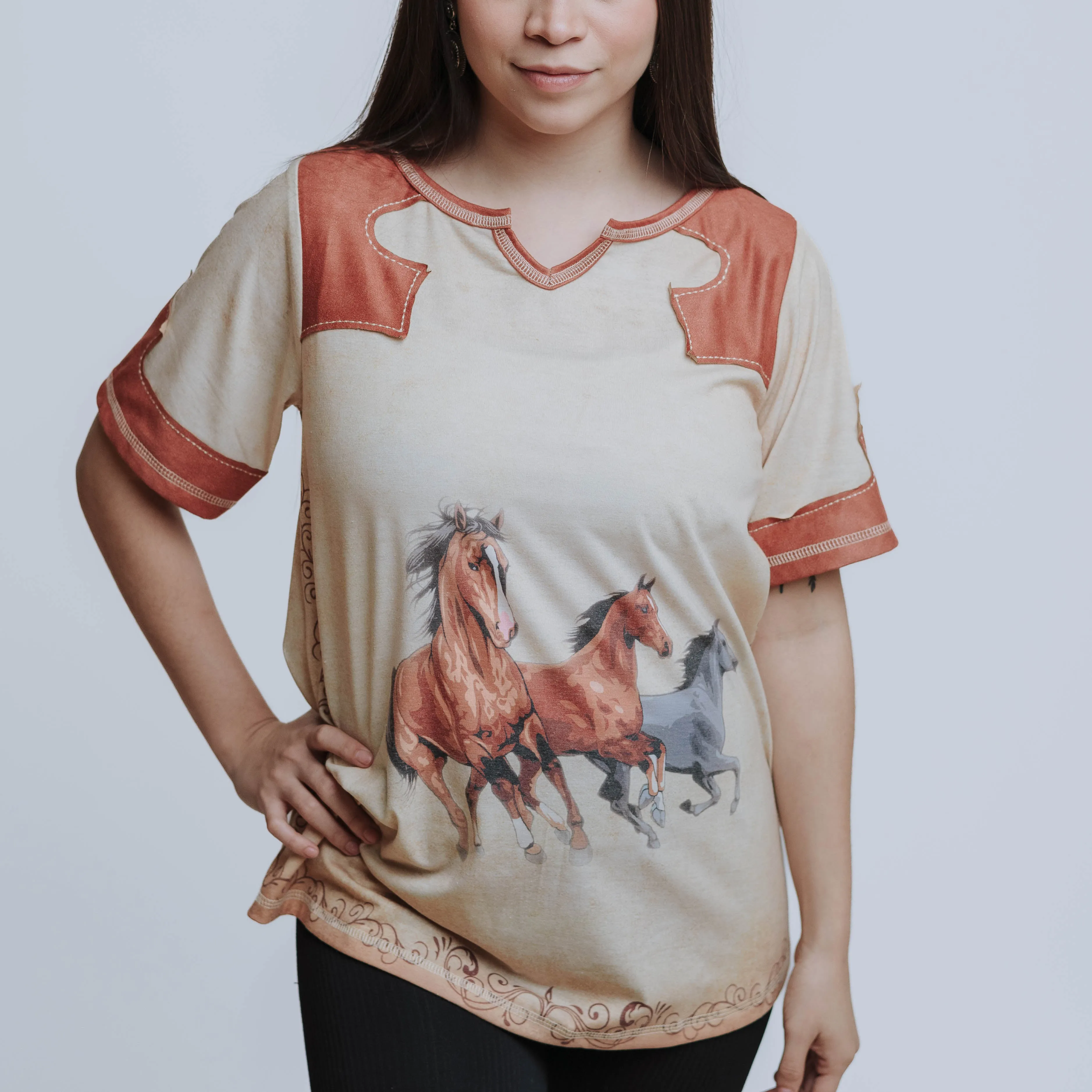 Playera Faex Caballos Miel 013