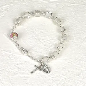 White Cat's Eye Rosary Bracelet with Magnetic Clasp