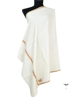 white embroidery pashmina shawl 8523