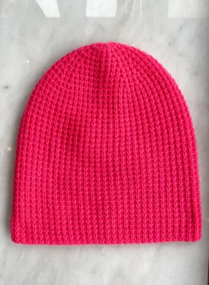 White   Warren - Cashmere Thermal Beanie in Neon Berry